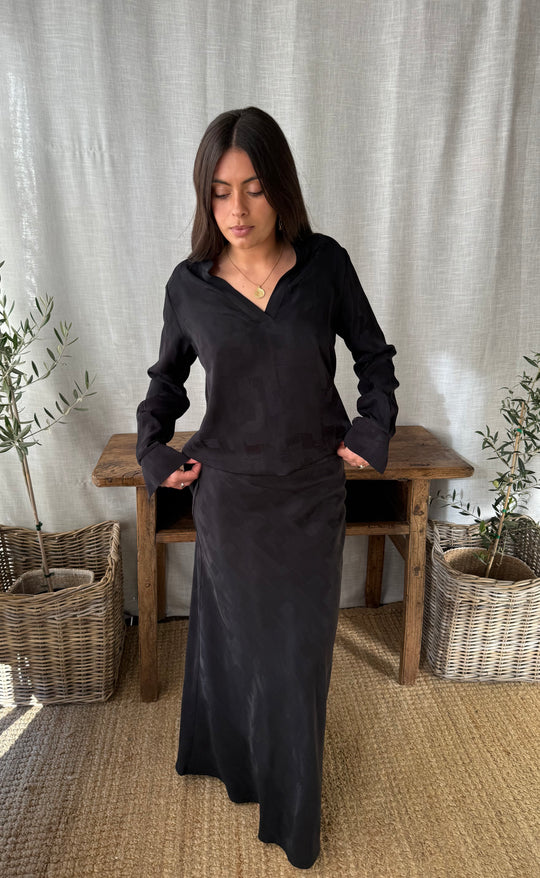 Luminate Shirt Black Vogue Satin