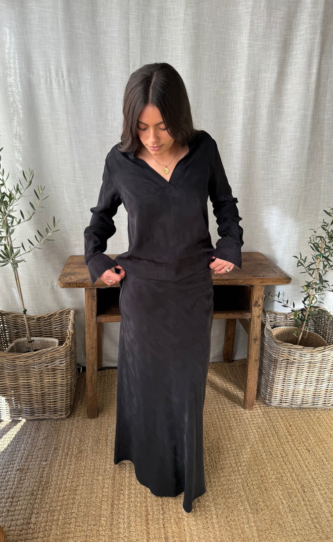 Renee Maxi Skirt Vogue Satin Black
