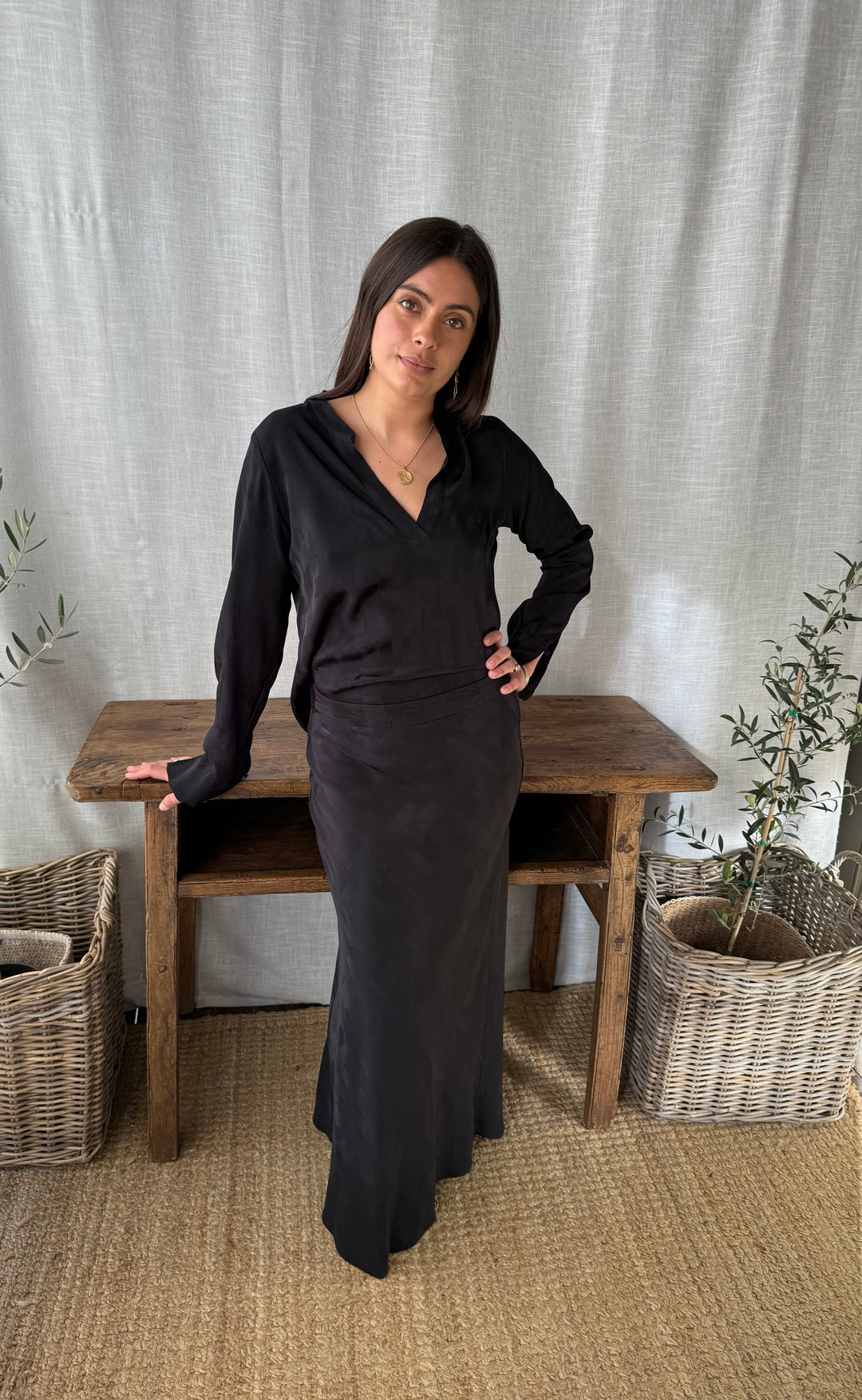 Renee Maxi Skirt Vogue Satin Black