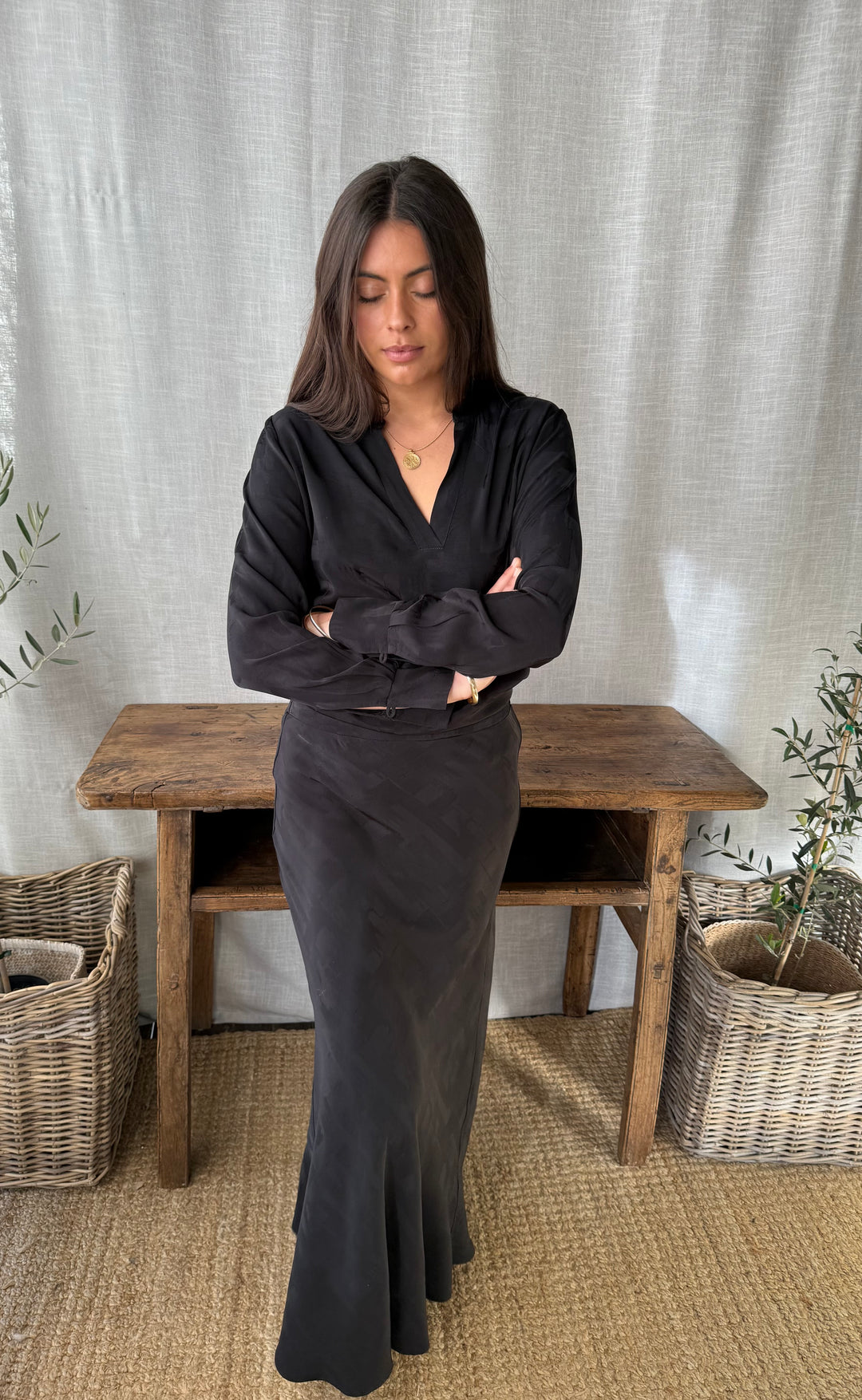 Luminate Shirt Black Vogue Satin