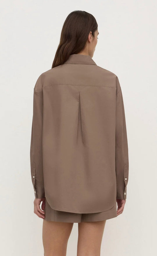 Micha Poplin L/S Shirt Dark Sand