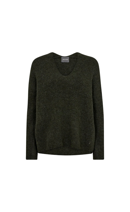 Thora V-Neck Knit Grape Leaf