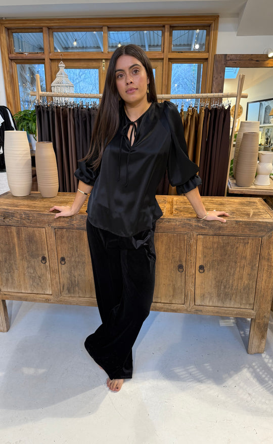 Palazzo Pant Black Velvet