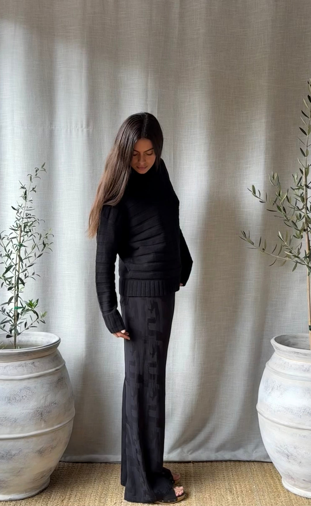 Palazzo Pant Black Vogue Satin