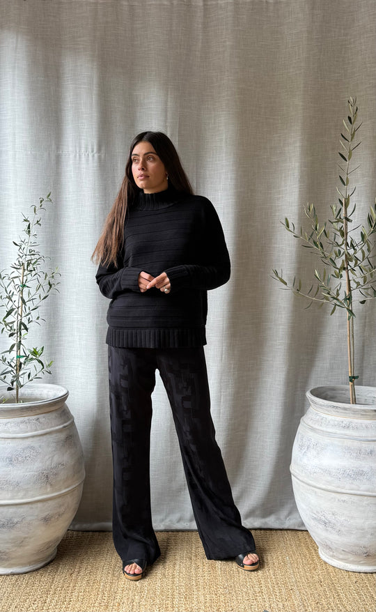 Palazzo Pant Black Vogue Satin