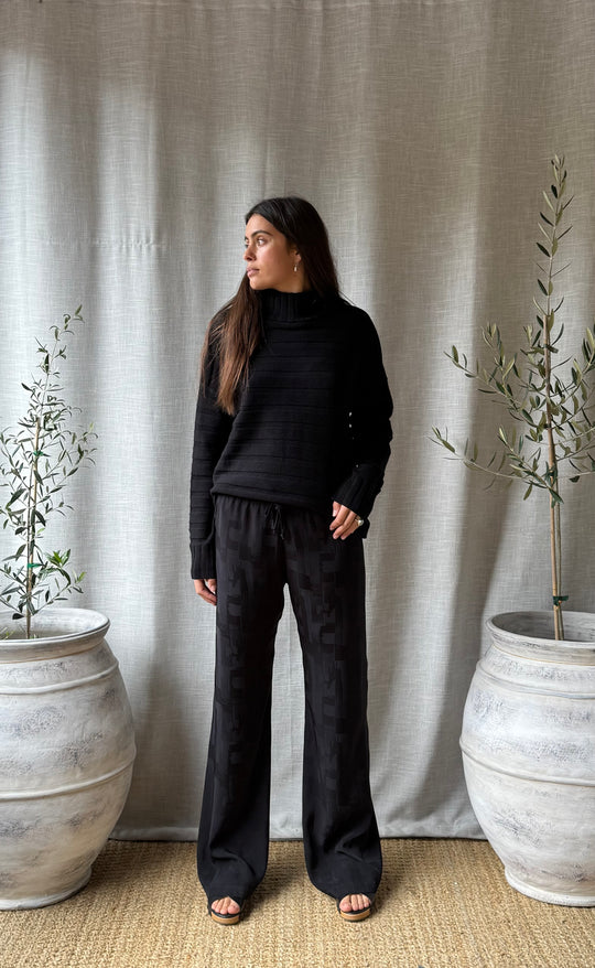 Palazzo Pant Black Vogue Satin