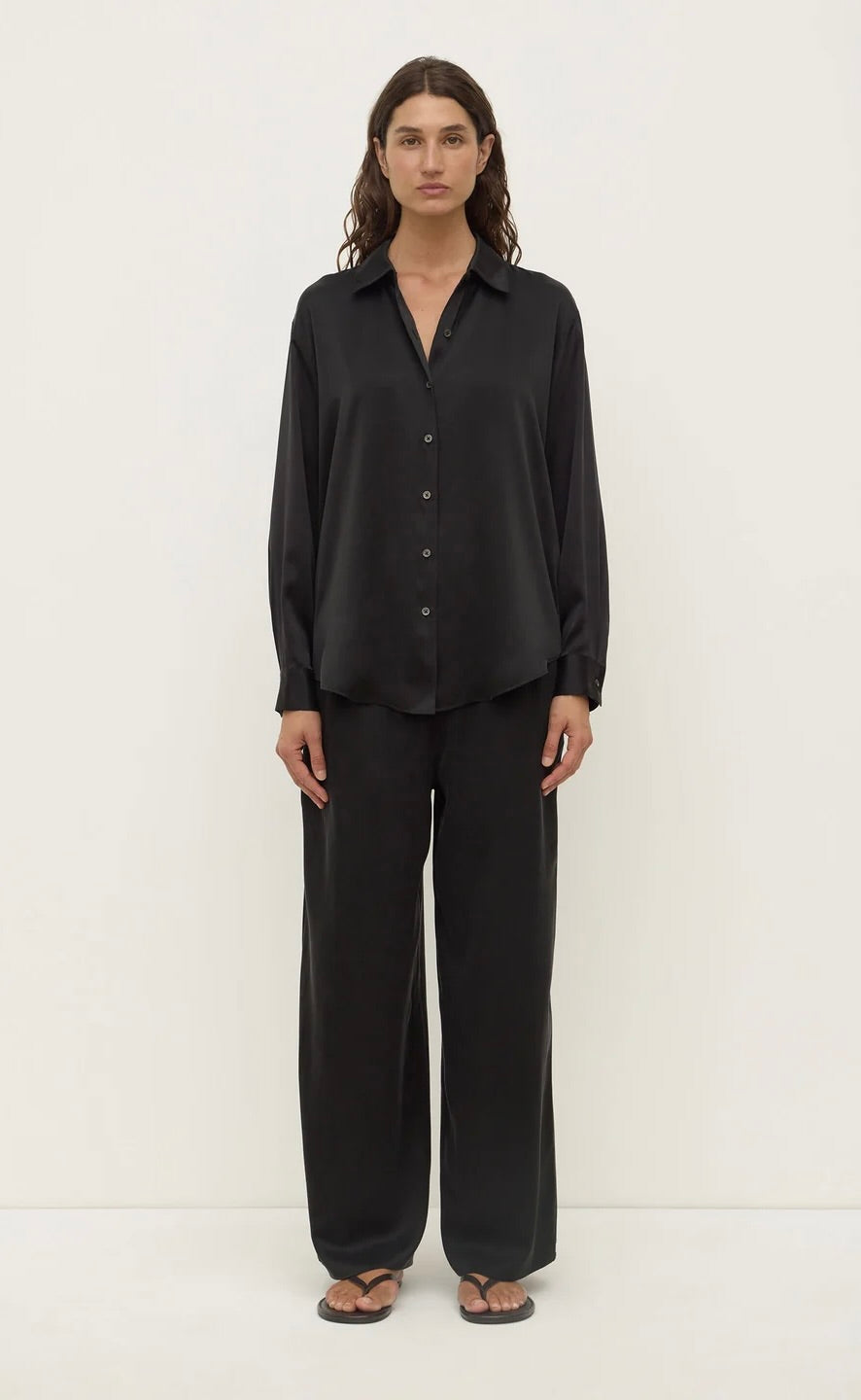 Pippa Silk Long Sleeve Shirt Black