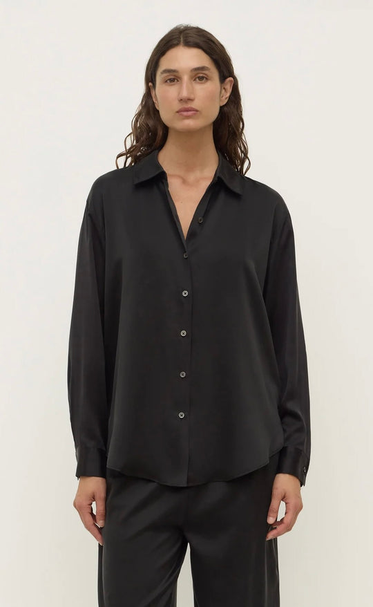 Pippa Silk Long Sleeve Shirt Black