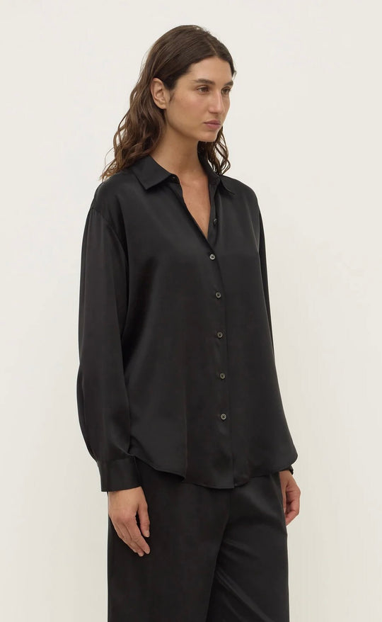 Pippa Silk Long Sleeve Shirt Black