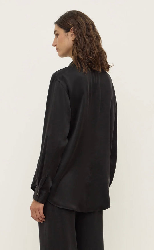 Pippa Silk Long Sleeve Shirt Black