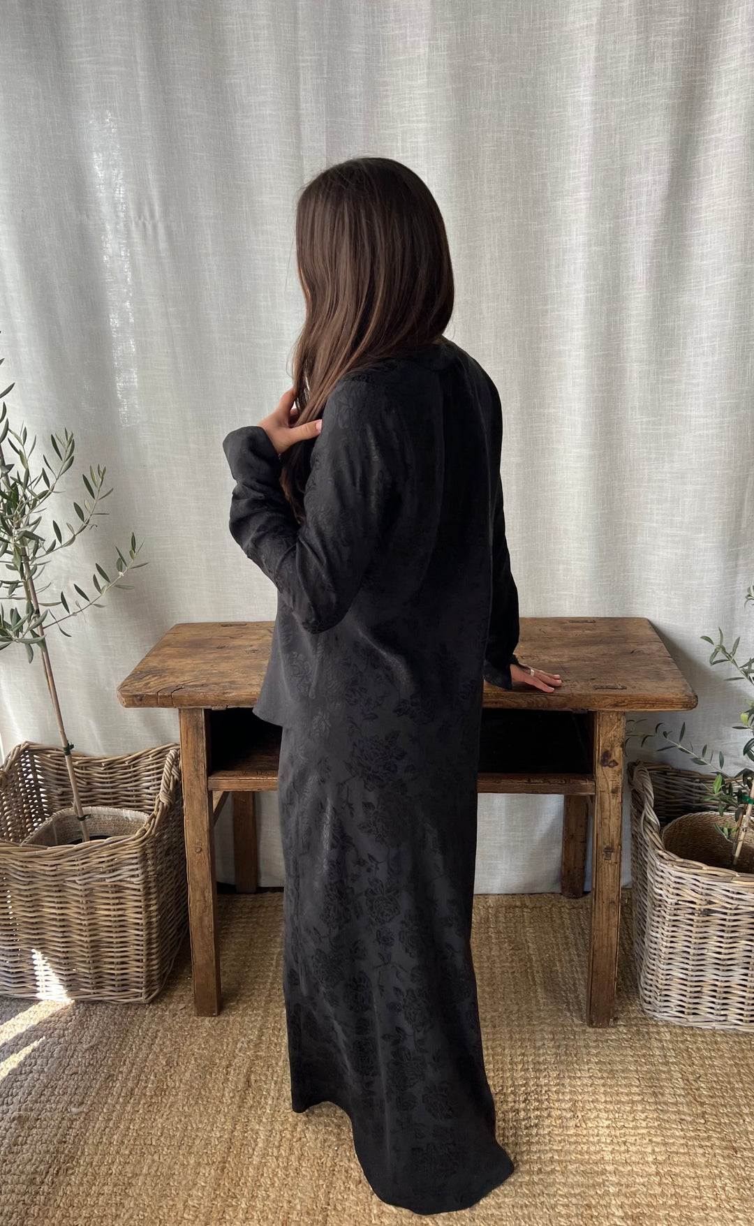 Renee Maxi Skirt Damask Rose Black