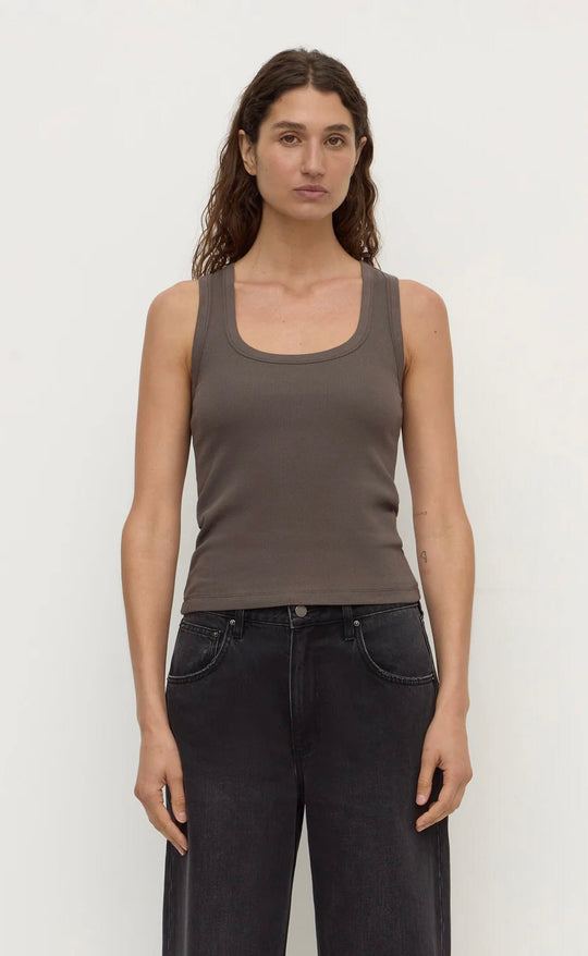Robyn Scoop Neck Rib Tank Bark