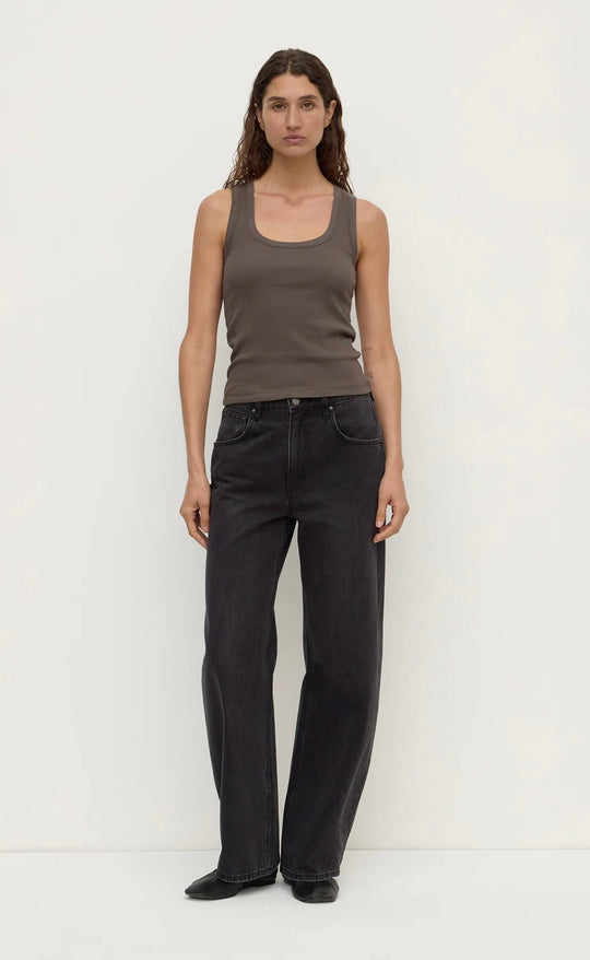 Robyn Scoop Neck Rib Tank Bark