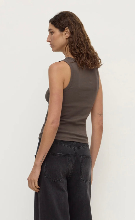 Robyn Scoop Neck Rib Tank Bark