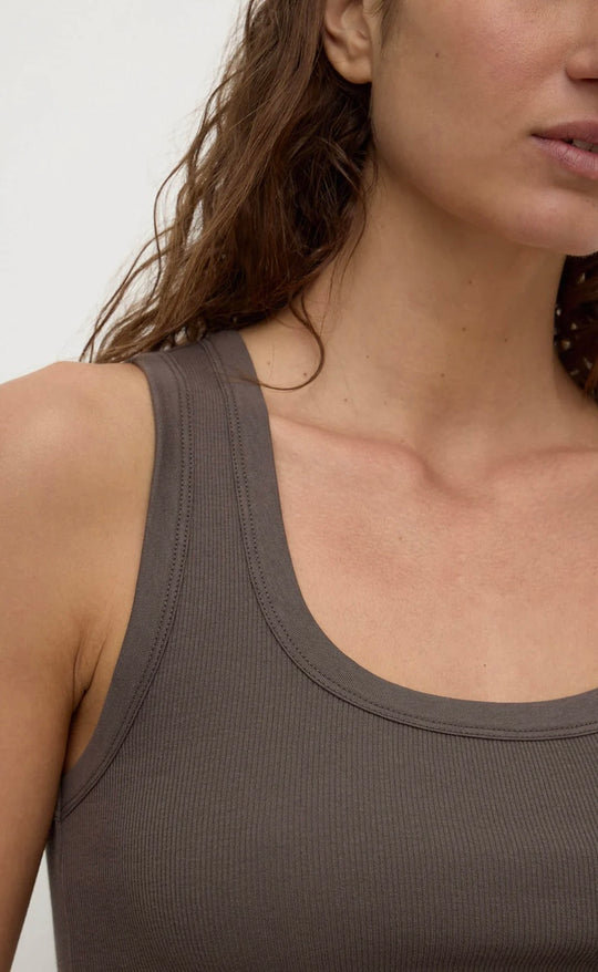Robyn Scoop Neck Rib Tank Bark