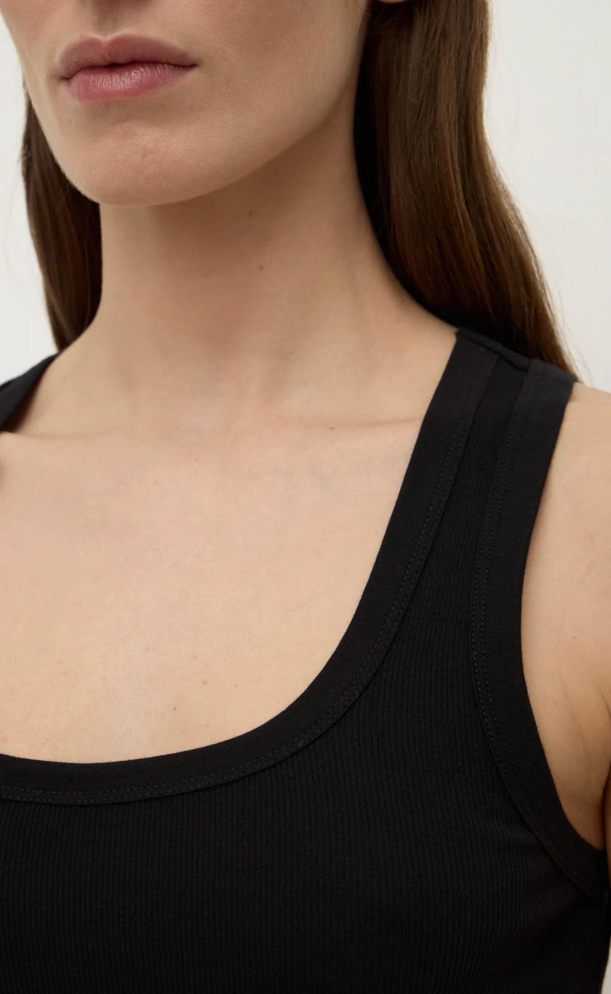 Robyn Scop Neck Rib Tank Black