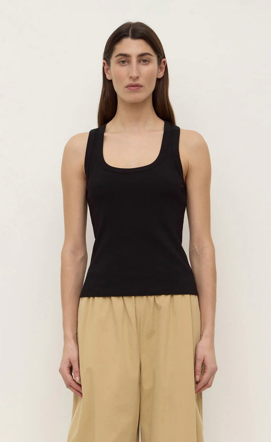 Robyn Scop Neck Rib Tank Black