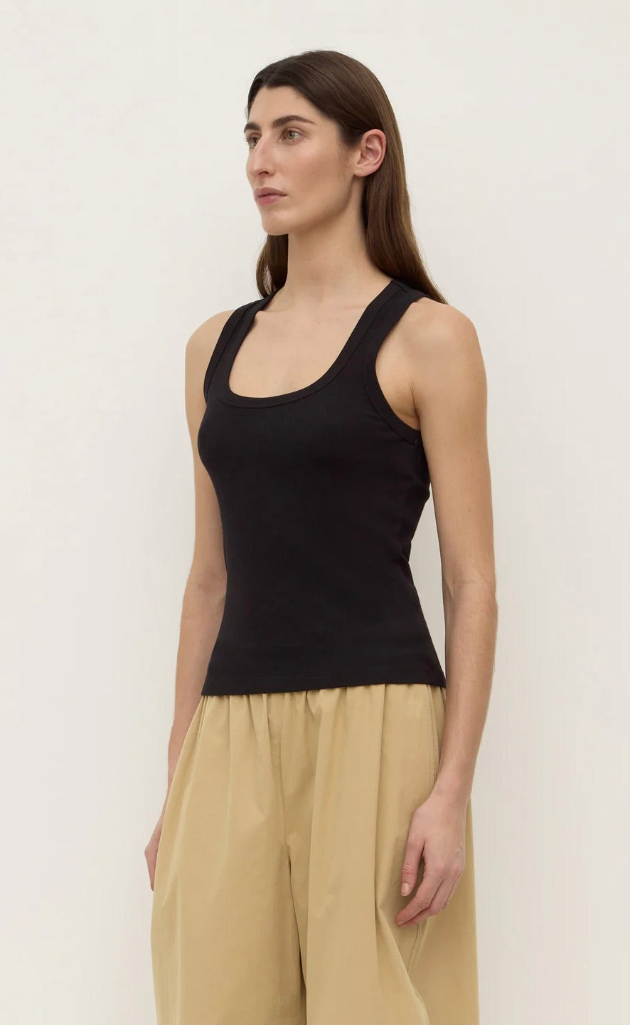 Robyn Scop Neck Rib Tank Black