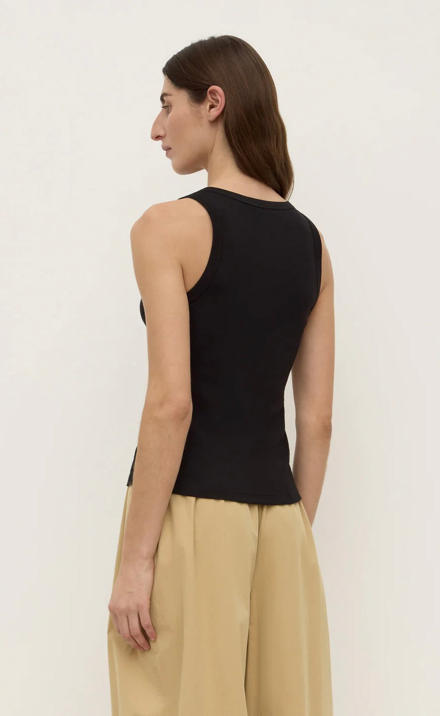 Robyn Scop Neck Rib Tank Black