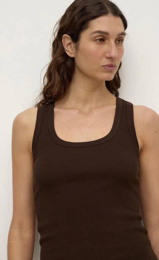 Robyn Scop Neck Rib Tank Ganache