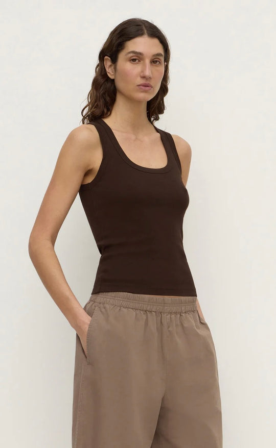 Robyn Scop Neck Rib Tank Ganache