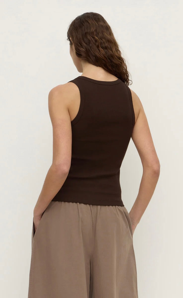 Robyn Scop Neck Rib Tank Ganache