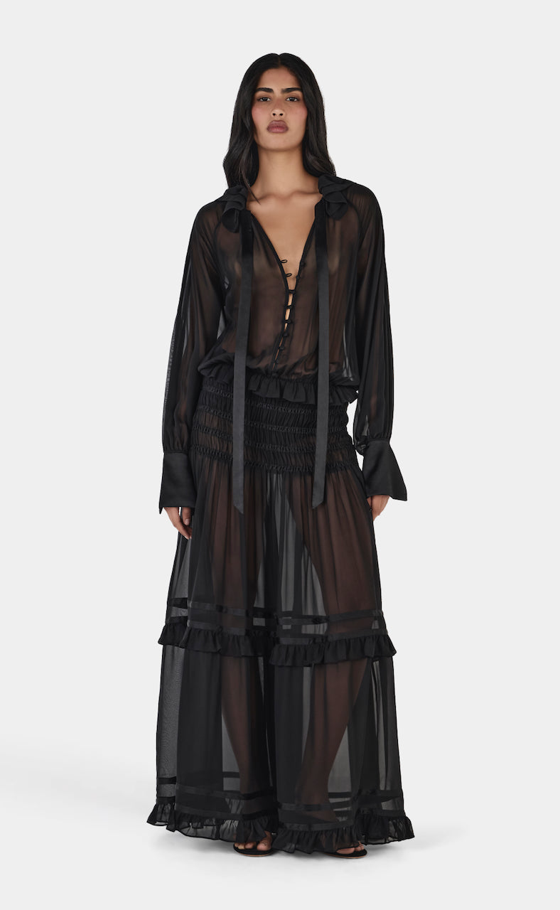 Dahlia Silk Maxi Dress Black