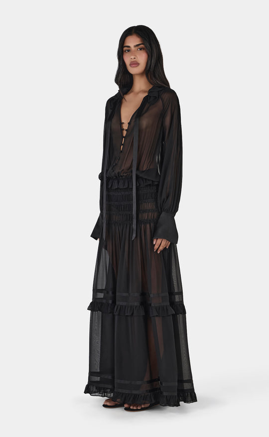 Dahlia Silk Maxi Dress Black