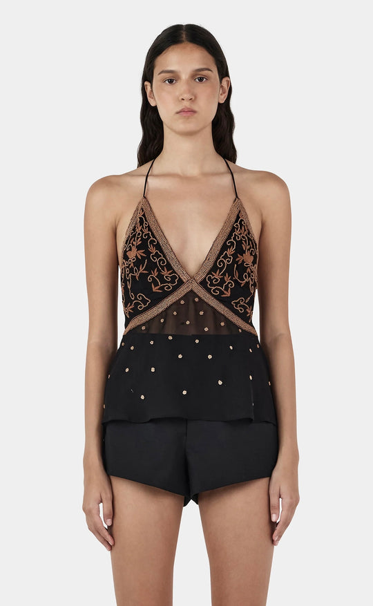Sophia Beaded Halter Onyx & Oak
