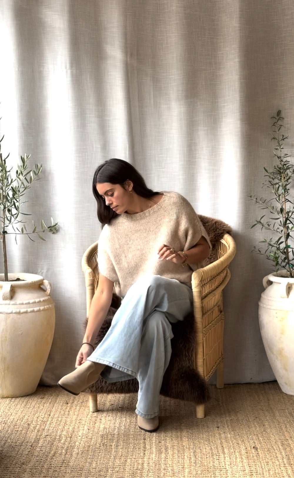 Luxe Alpaca Wool Vest Oatmeal