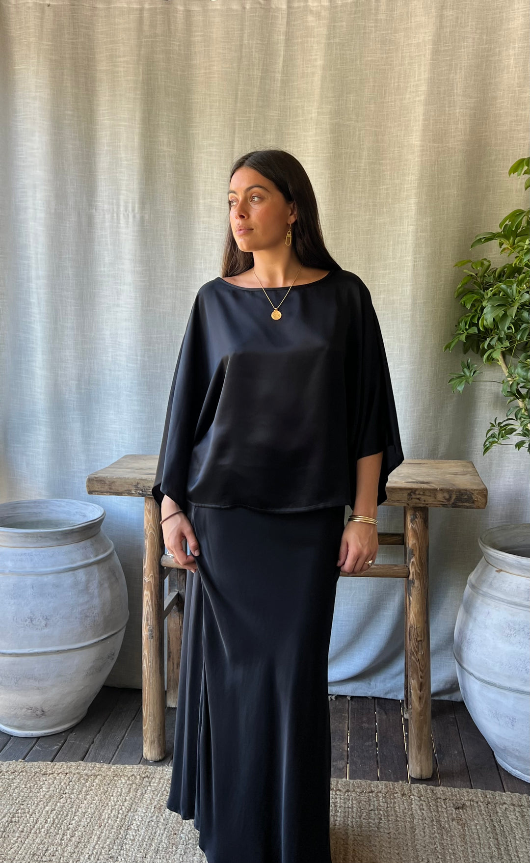 Senna Top Black Satin