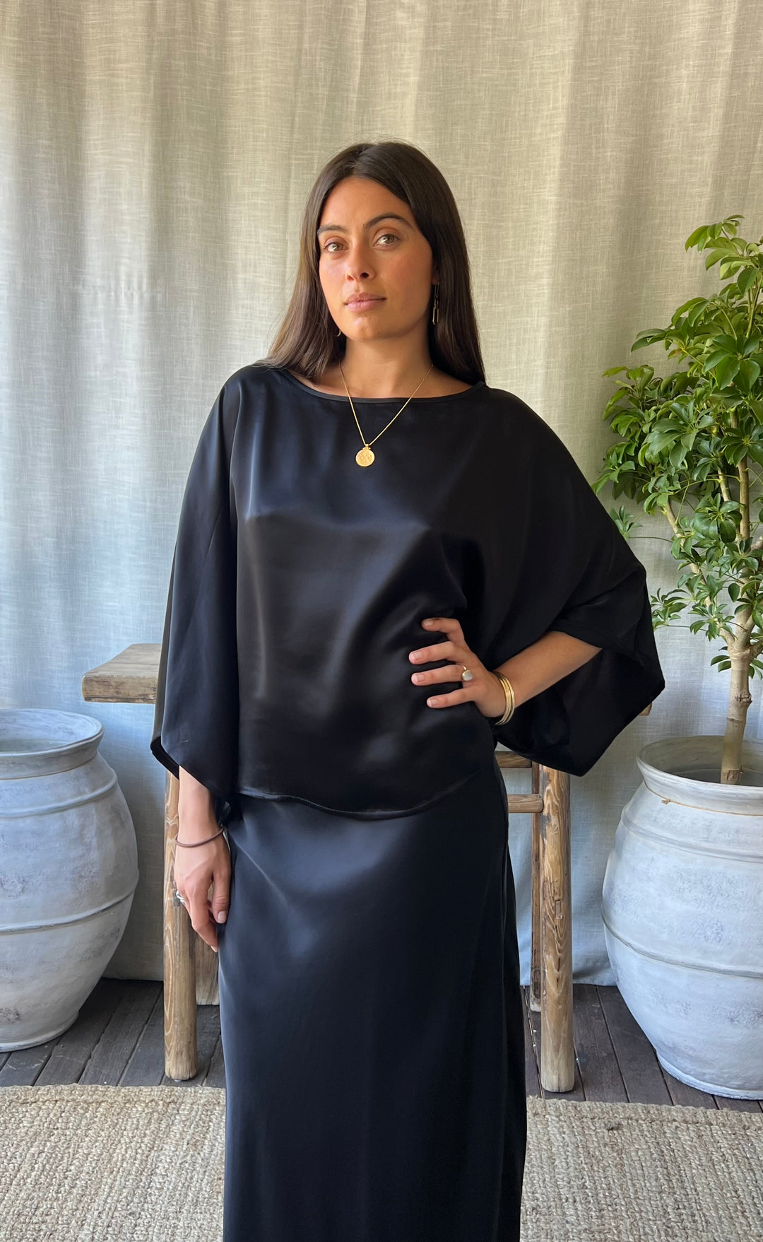 Senna Top Black Satin