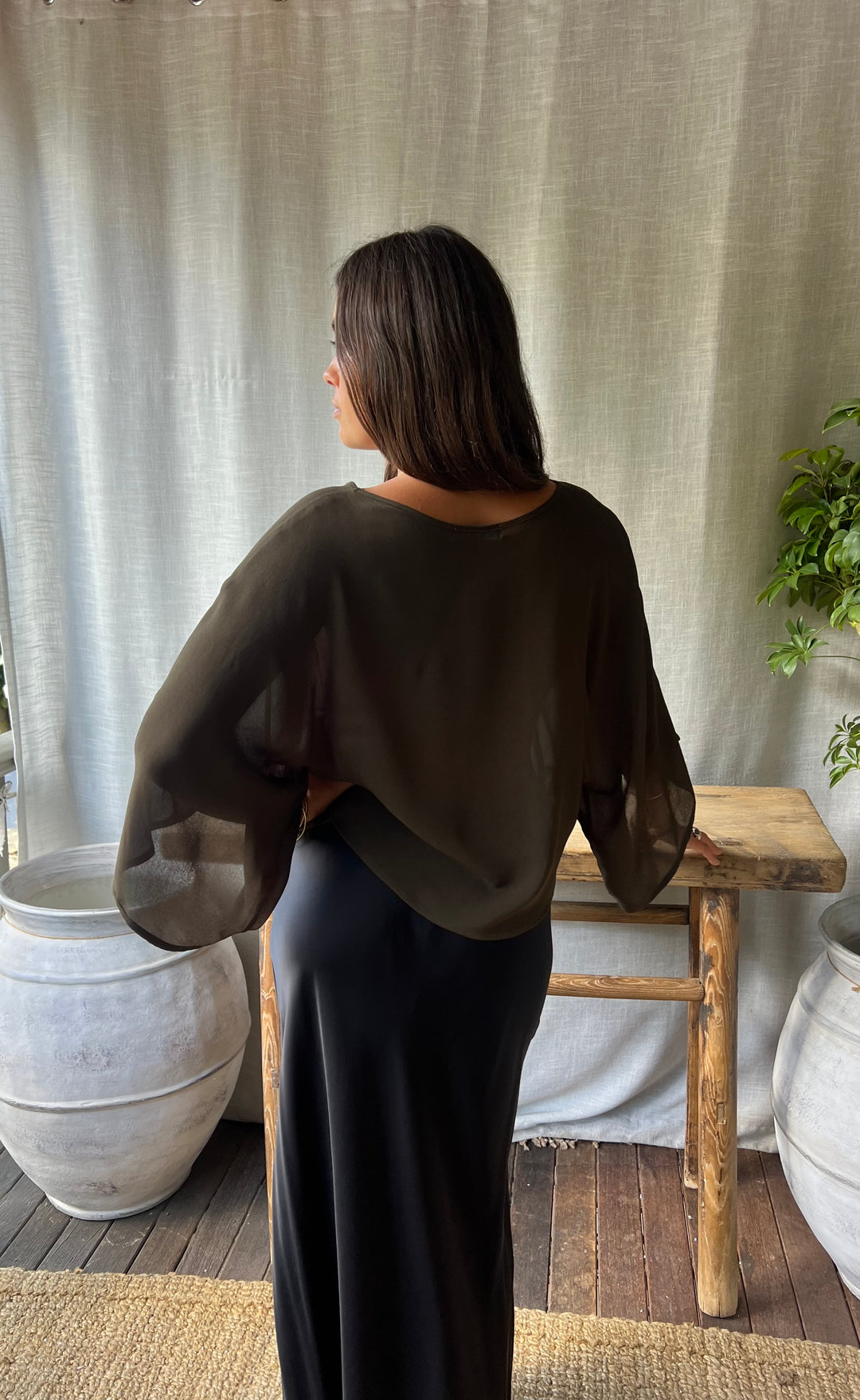 Senna Top Khaki Sheer