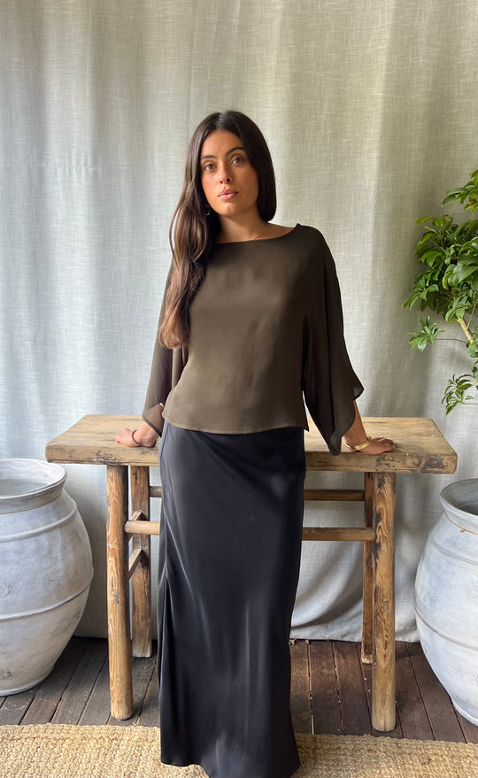 Senna Top Khaki Sheer