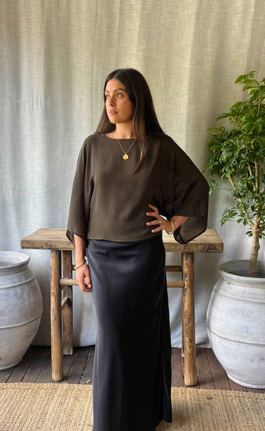 Senna Top Khaki Sheer
