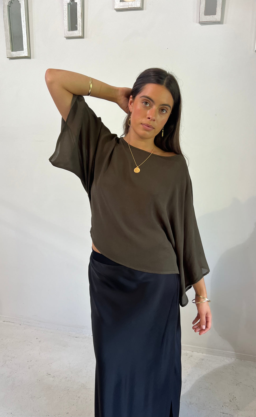 Senna Top Khaki Sheer