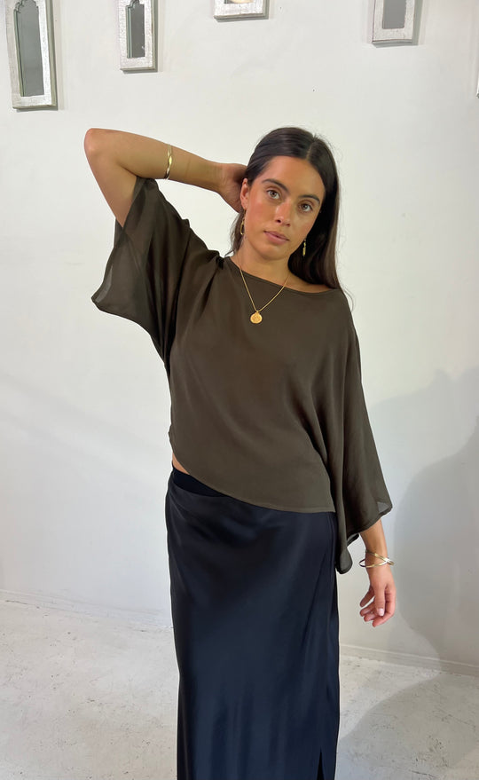 Senna Top Khaki Sheer