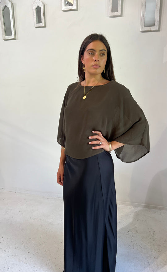 Senna Top Khaki Sheer
