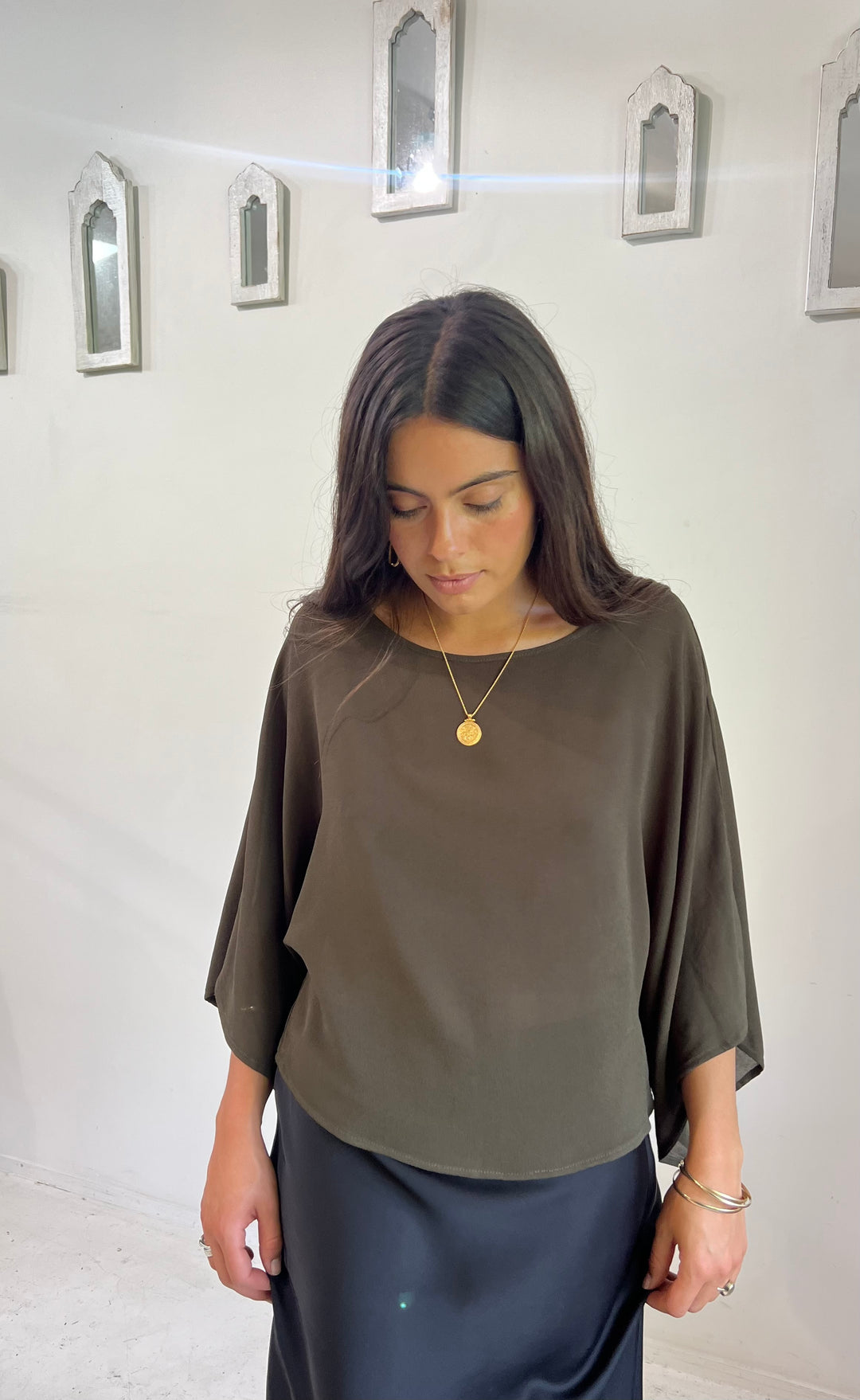 Senna Top Khaki Sheer