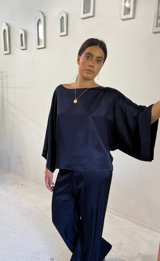 Senna Top Navy Satin
