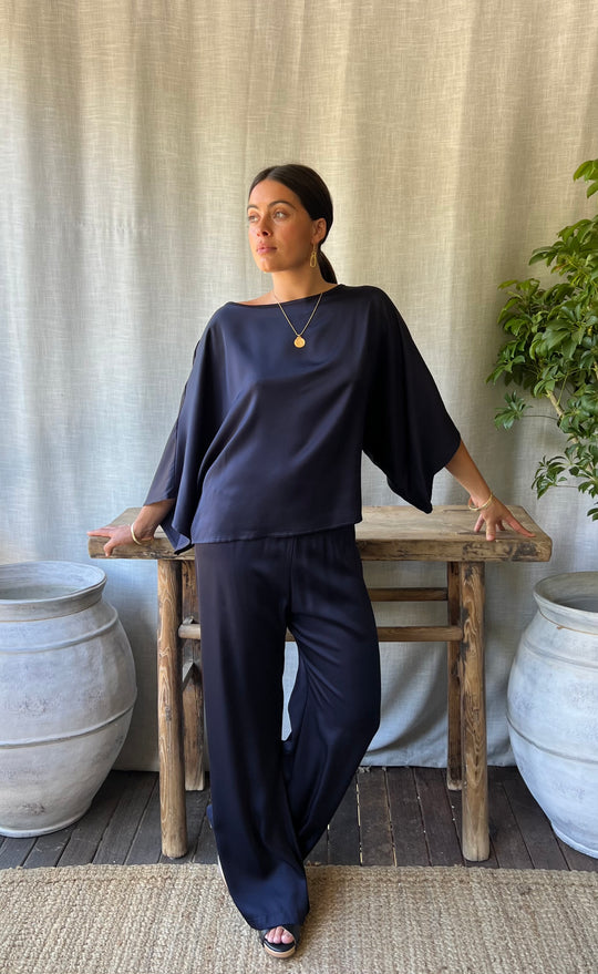 Senna Top Navy Satin