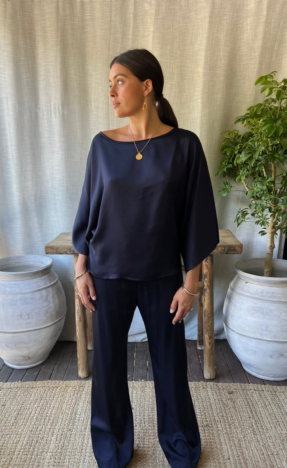 Senna Top Navy Satin