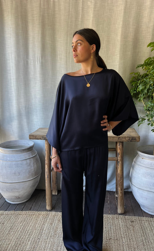 Senna Top Navy Satin
