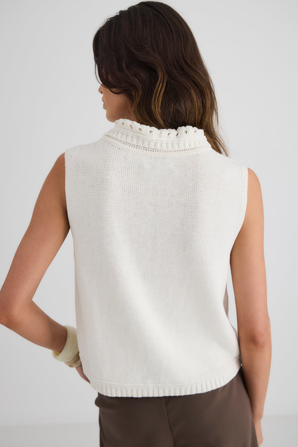 Sienna Collared Cotton Tank Cream