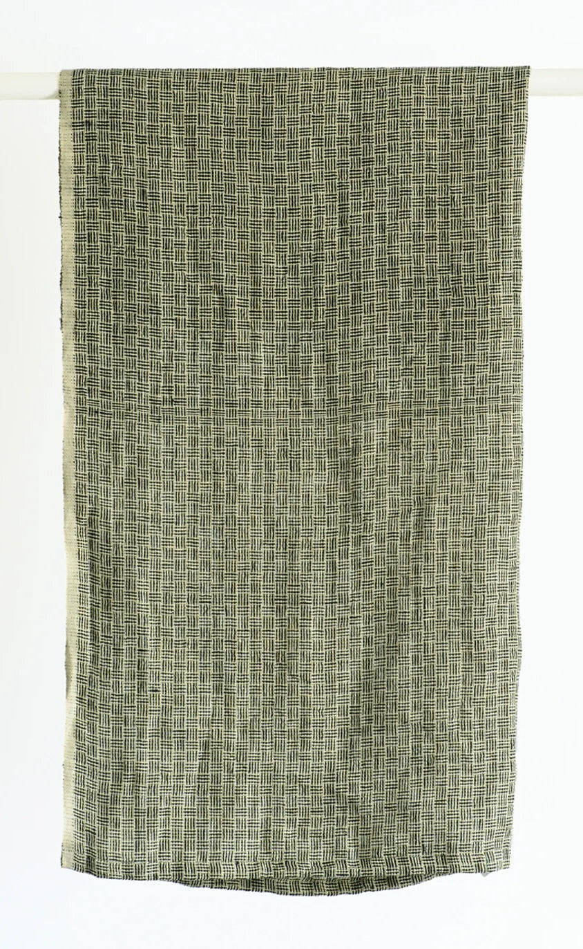 Natural Stripe Check Tea Towel