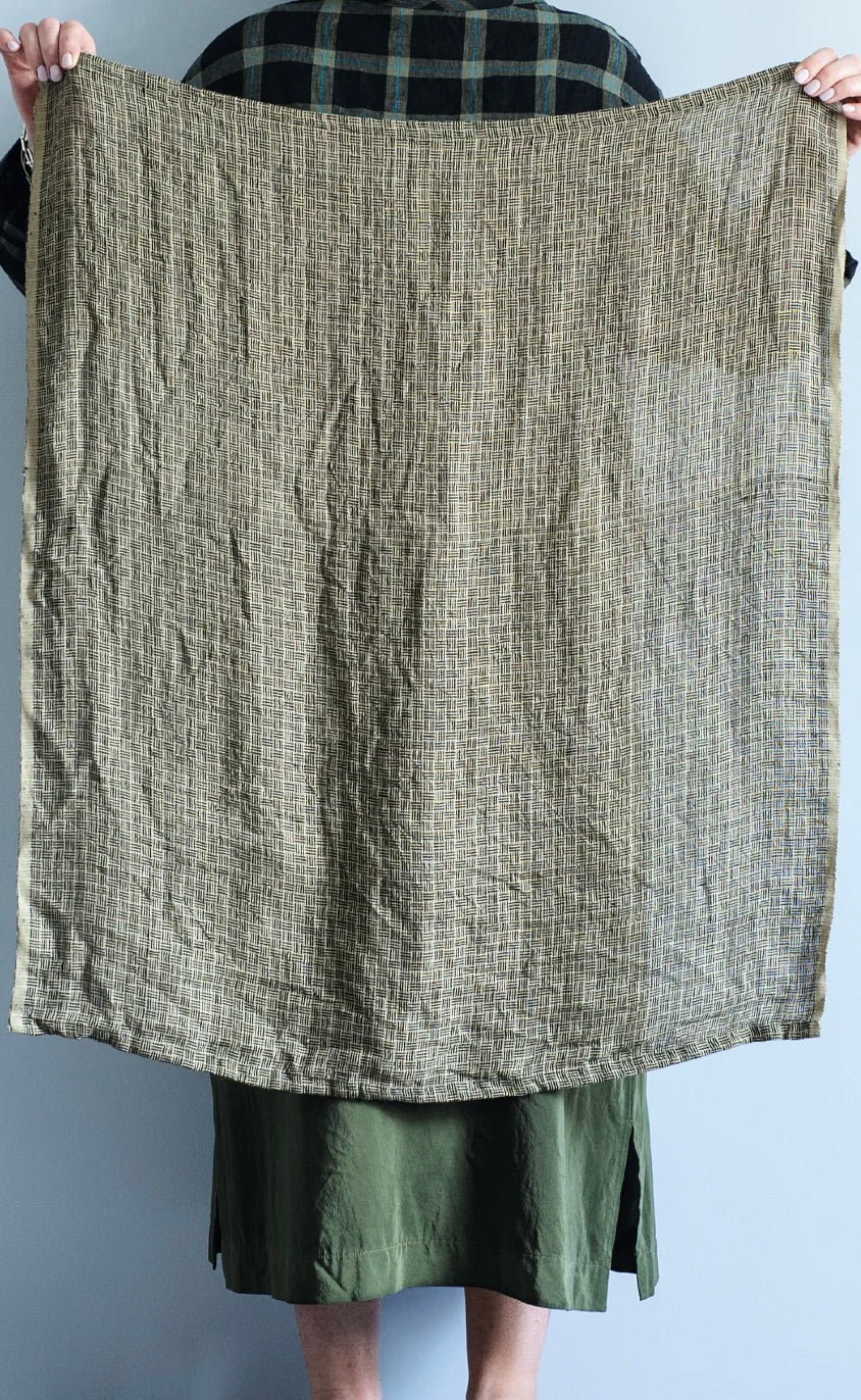 Natural Stripe Check Tea Towel