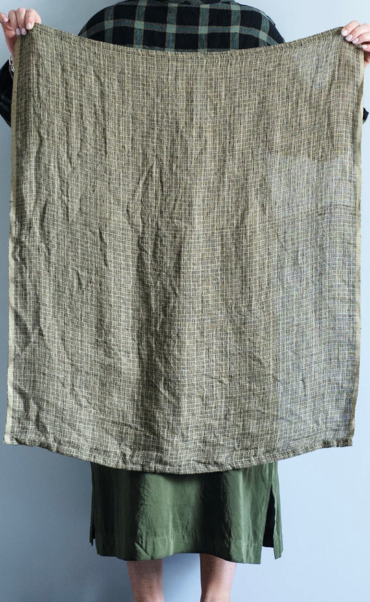 Natural Stripe Check Tea Towel