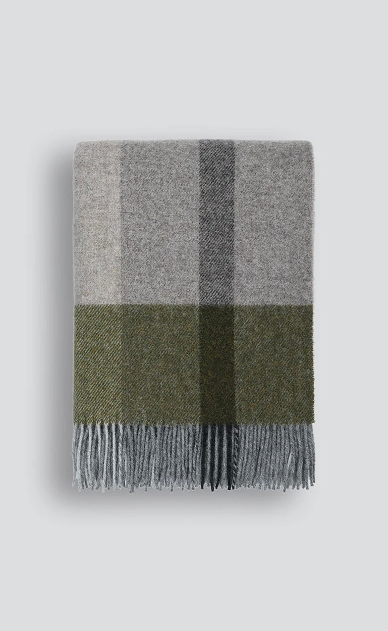 Brunswick Throw Olive - 100% NZ Wool