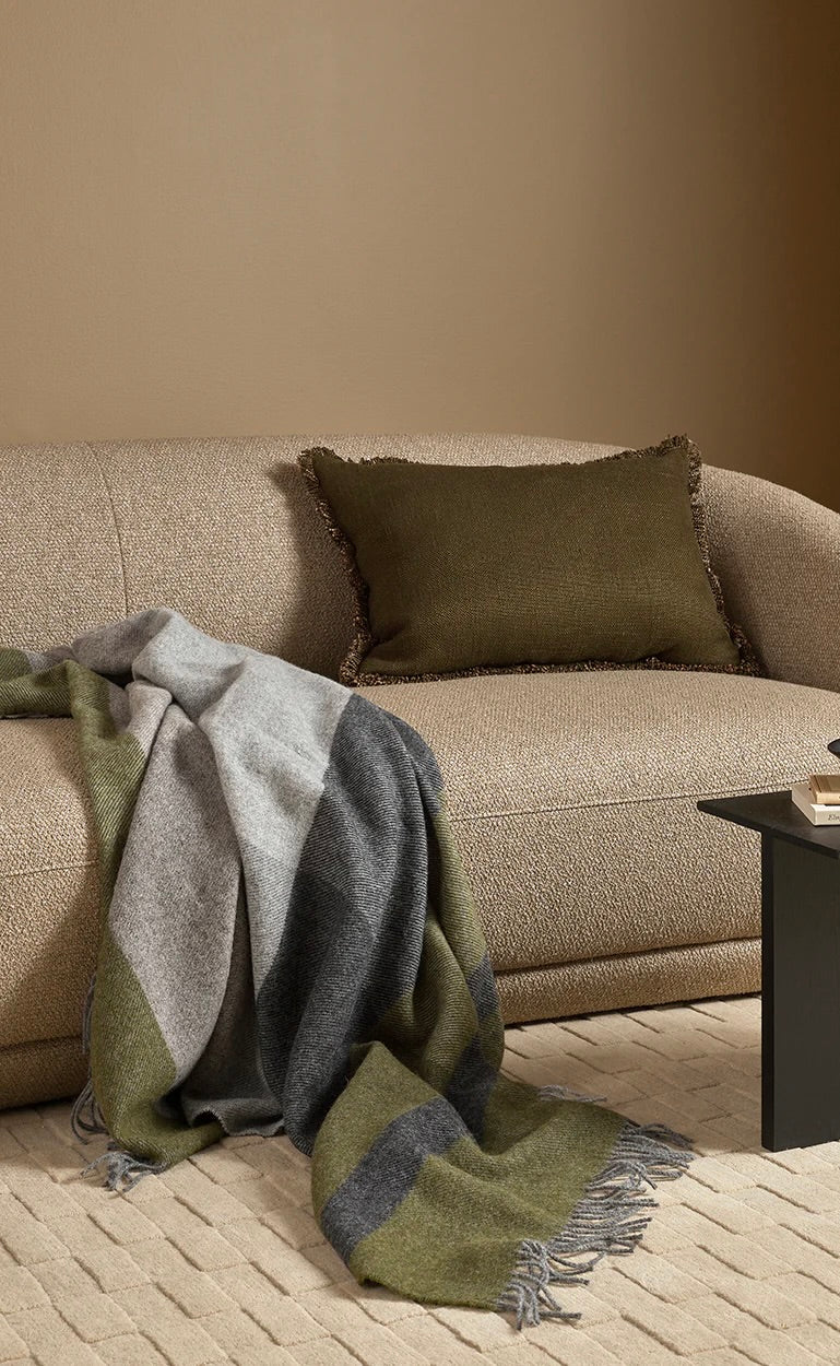 Brunswick Throw Olive - 100% NZ Wool