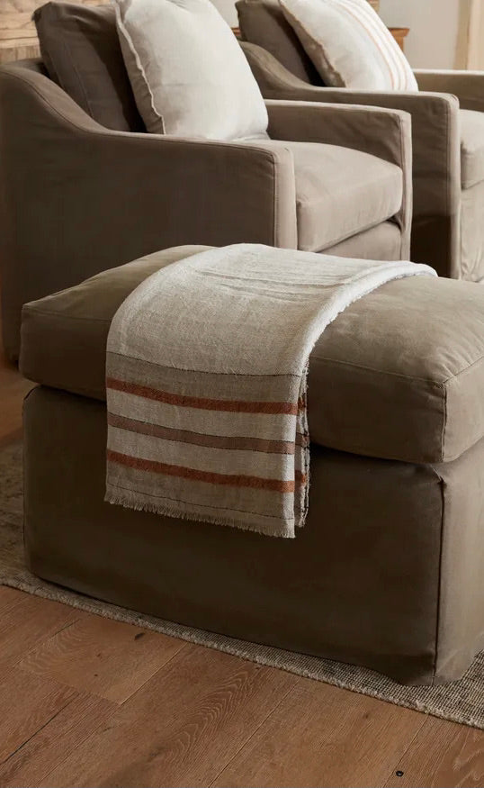 Herringbone Stripe Linen Throw Natural